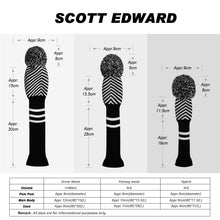 Load image into Gallery viewer, Scott Edward Knitted Golf Covers for Driver Wood,Fairway Wood and Hybrid Wood,Protect Golf Club from Scratches and Dust,Double Layers,Decorate Golf Bags, Black White Twill Pattern
