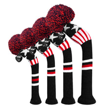 Load image into Gallery viewer, Scott Edward Knitted Golf Covers for Driver Wood,Fairway Wood and Hybrid Wood,Protect Golf Club from Scratches and Dust,Double Layers,Decorate Golf Bags, Star Black Pattern
