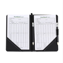 Load image into Gallery viewer, Scott Edward Golf Scorecard Cover Leather Scorecard Holder Statistic and Score Tracking Waterproof Soft Thick Black,Golf Accessories
