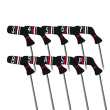 Load image into Gallery viewer, Scott Edward 10 Pcs Golf Iron Head Covers Cuteness and Basically Socks Shape Washable &amp; Durable Golf Club Head Protector-Red Warning
