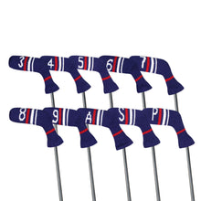 Load image into Gallery viewer, Scott Edward 10 Pcs Golf Iron Head Covers Cuteness and Socks Shape Washable &amp; Durable Golf Club Head Protector with Blue White Stripes
