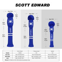 Load image into Gallery viewer, 2022 New Style Scott Edward Knitted Golf Covers for Driver Wood,Fairway Wood and Hybrid Wood,Protect Golf Club from Scratches and Dust,Decorate Golf Bags with Blue Spider Pattern
