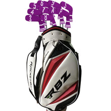 Load image into Gallery viewer, Scott Edward 10 Pcs Golf Iron Head Covers Cuteness and Basically Socks Shape Washable &amp; Durable Golf Club Head Protector with Purple White Pattern
