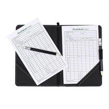 Load image into Gallery viewer, Scott Edward Golf Scorecard Cover Leather Scorecard Holder Statistic and Score Tracking Waterproof Soft Thick Black,Golf Accessories
