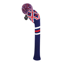 Load image into Gallery viewer, 2022 Scott Edward Golf Club Knitted Headcovers for Driver(460cc),Fairway(3/5/7) and Hybrid(UT),Double Layers Acrylic Yarn, Red H Blue White Grid Pattern for Golfer Gifts,Golf Club Protector
