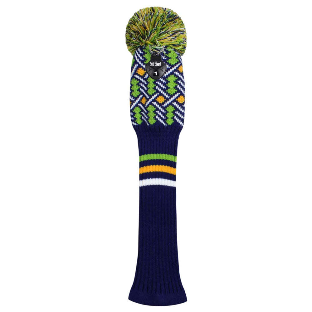 Scott Edward Golf Club Knitted Headcovers for Driver(460cc),Fairway(3/5/7) and Hybrid(UT),Double Layers Acrylic Yarn, Four Colors Styles Pattern for Golfer Gifts,Golf Club Protector