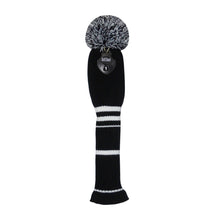 Load image into Gallery viewer, Scott Edward Golf Club Knitted Headcovers Double Layers Elastic Acrylic Yarn,Fluffy Pom Creativity Pattern for Golfer Gifts,Golf Club Protector-for Driver(460cc),Fairway(3/5/7) and Hybrid(UT)-White Black Stripes
