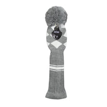 Load image into Gallery viewer, Scott Edward Golf Club Covers for Driver(460cc),Fairway and Hybrid,Grey White Argyles Elastic Yarn,Sung Fit for Golf Head with Pom Pom,Protect golf from Scratches and Dust
