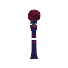 Load image into Gallery viewer, Scott Edward Golf Club Knitted Headcovers for Driver(460cc),Fairway(3/5/7) and Hybrid(UT),Double Layers Elastic Acrylic Yarn,Fluffy Pom Creativity Pattern for Golfer Gifts,Golf Club Protector-Red Blue Stripes Warning
