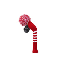 Load image into Gallery viewer, Scott Edward Golf Head Cover for Driver Wood,Fairway Wood,Hybrid Wood,Double Layer,Elastic Yarn,Fluffy Pom Snug for Golf Club and Decorate Golf Bags,Classic Style-Crimson White Stripes
