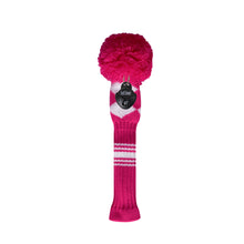 Load image into Gallery viewer, Scott Edward Golf Club Knitted Headcovers Double Layers Elastic Acrylic Yarn,Fluffy Pom Creativity Pattern for Golfer Gifts,Golf Club Protector- Rose White Argyles for Driver(460cc),Fairway(3/5/7) and Hybrid(UT)
