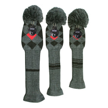 Load image into Gallery viewer, Scott Edward Knitted Golf Covers for Driver Wood,Fairway Wood and Hybrid Wood,Protect Golf Club from Scratches and Dust,Decorate Golf Bags,Classi Pattern Grey Red Black Argyles
