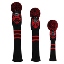 Load image into Gallery viewer, Scott Edward Golf Club Knitted Headcovers Double Layers Elastic Acrylic Yarn,Fluffy Pom Creativity Pattern for Golfer Gifts,Golf Club Protector- Cute Red Fox for Driver(460cc),Fairway(3/5/7) and Hybrid(UT)
