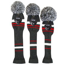 Load image into Gallery viewer, Scott Edward Knitted Golf Covers for Driver Wood,Fairway Wood and Hybrid Wood,Protect Golf Club from Scratches and Dust,Decorate Golf Bags with Classical Grey White Red Stripes
