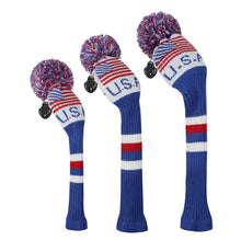 Load image into Gallery viewer, Scott Edward Knitted Golf Covers for Driver Wood,Fairway Wood and Hybrid Wood,Protect Golf Club from Scratches and Dust,Double Layers,Decorate Golf Bags,  Us Flags Pattern
