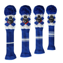 Load image into Gallery viewer, Scott Edward Knitted Golf Covers for Driver Wood,Fairway Wood and Hybrid Wood,Protect Golf Club from Scratches and Dust,Decorate Golf Bags with Blue Red Argyles
