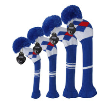 Load image into Gallery viewer, Scott Edward Knitted Golf Covers for Driver Wood,Fairway Wood and Hybrid Wood,Protect Golf Club from Scratches and Dust,Decorate Golf Bags with Blue Red Argyles
