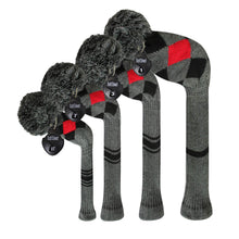Load image into Gallery viewer, Scott Edward Knitted Golf Covers for Driver Wood,Fairway Wood and Hybrid Wood,Protect Golf Club from Scratches and Dust,Decorate Golf Bags,Classi Pattern Grey Red Black Argyles
