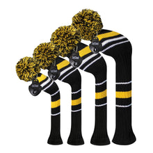 Load image into Gallery viewer, Scott Edward Golf Knitted Covers Classical Yellow White Stripes Pattern,Golf Protector for Driver(460cc),Fairway and Hybrid(UT) Wood
