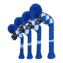 Load image into Gallery viewer, Scott Edward Knitted Golf Covers for Driver Wood,Fairway Wood and Hybrid Wood,Protect Golf Club from Scratches and Dust,Double Layers,Decorate Golf Bags,Blue White Argyles
