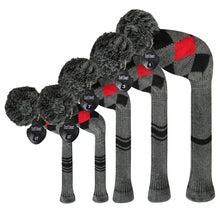 Load image into Gallery viewer, Scott Edward Knitted Golf Covers for Driver Wood,Fairway Wood and Hybrid Wood,Protect Golf Club from Scratches and Dust,Decorate Golf Bags,Classi Pattern Grey Red Black Argyles
