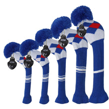 Load image into Gallery viewer, Scott Edward Knitted Golf Covers for Driver Wood,Fairway Wood and Hybrid Wood,Protect Golf Club from Scratches and Dust,Decorate Golf Bags with Blue Red Argyles
