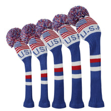 Load image into Gallery viewer, Scott Edward Knitted Golf Covers for Driver Wood,Fairway Wood and Hybrid Wood,Protect Golf Club from Scratches and Dust,Double Layers,Decorate Golf Bags,  Us Flags Pattern
