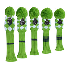 Load image into Gallery viewer, Scott Edward Knitted Golf Covers for Driver Wood,Fairway Wood and Hybrid Wood,Protect Golf Club from Scratches and Dust,Double Layers,Decorate Golf Bags,Green Grey Argyles
