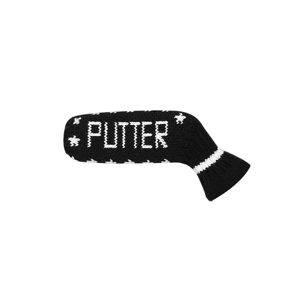 Scott Edward Knitted Putter Cover Blade,1 Piece in Pack, Fits Golf Blade Putters Cute and Soft-Black White Stars